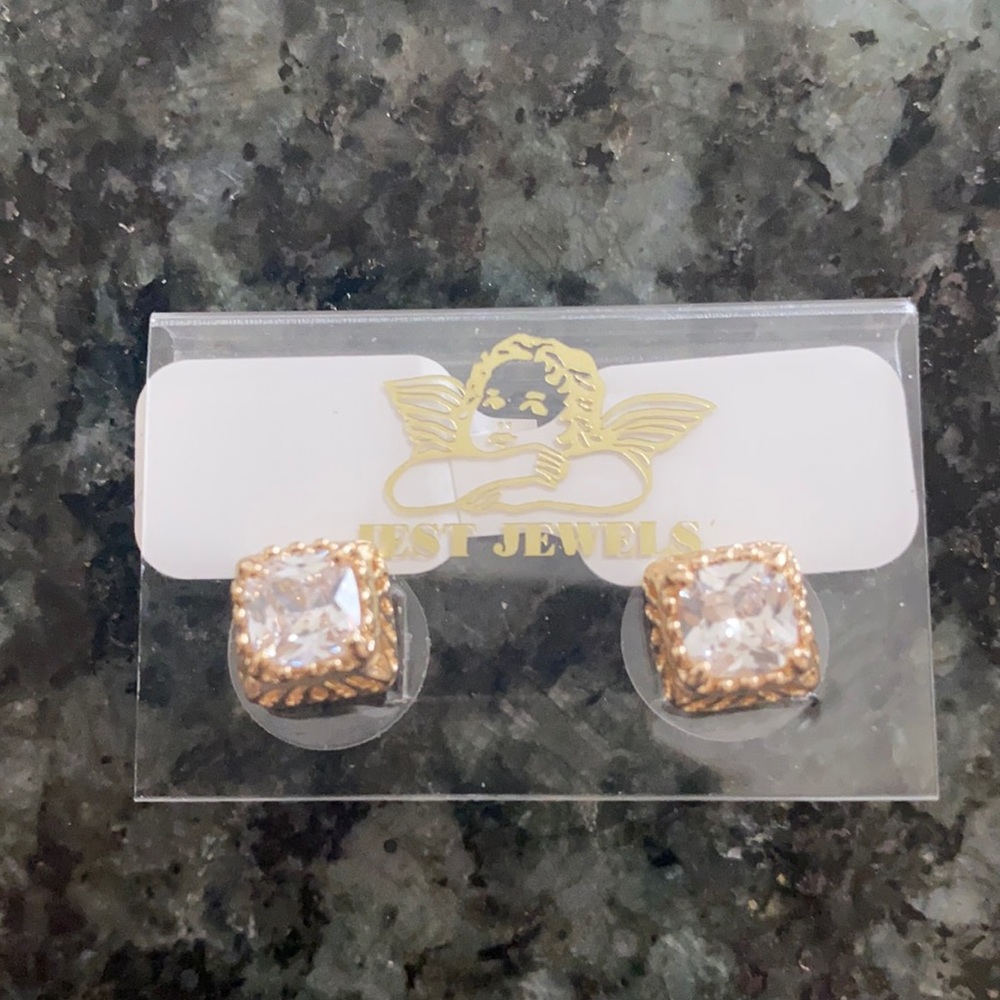 Gold stud earrings
